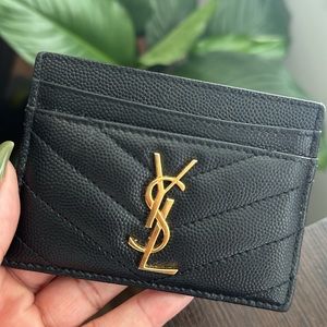 YSL Cassandra Matelasse card case in embossed leather